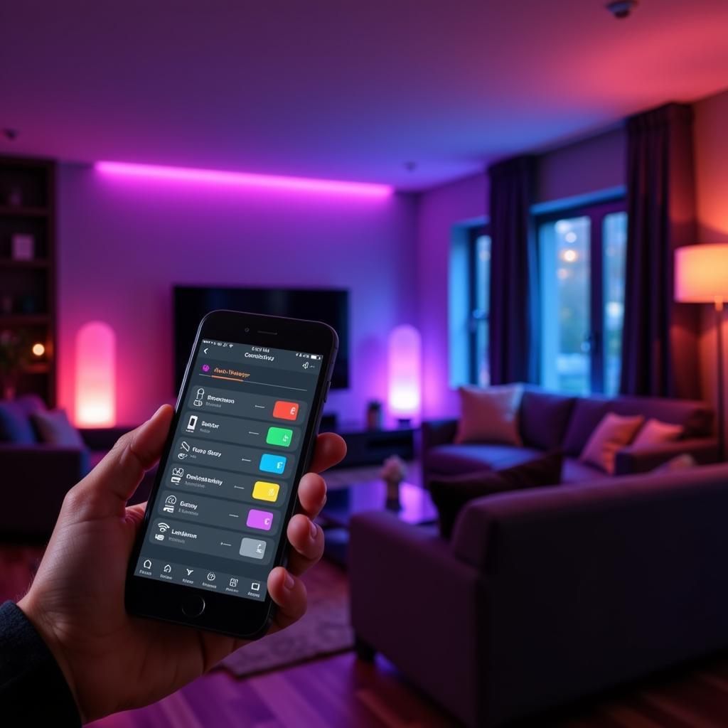 Smart LED lighting controlled via a smartphone app