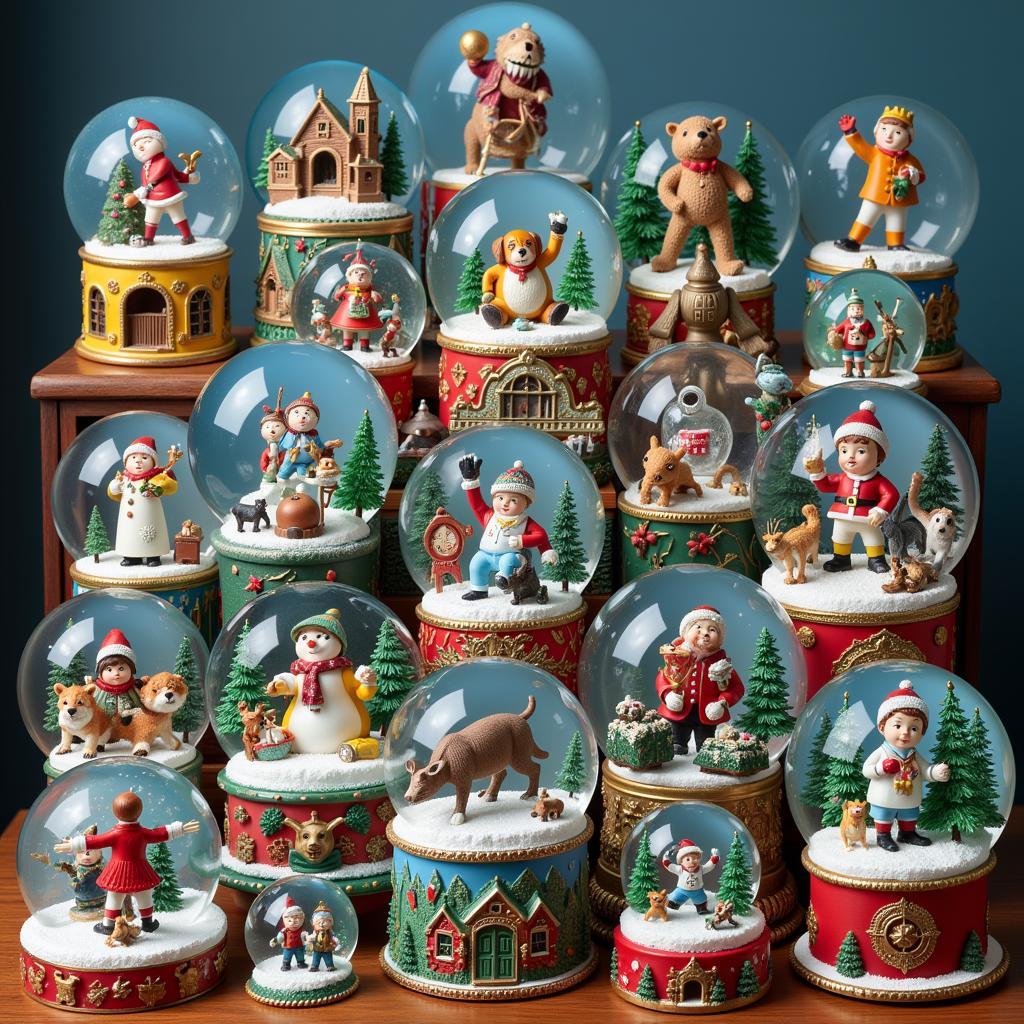 Variety of snow globes showcasing different themes and designs