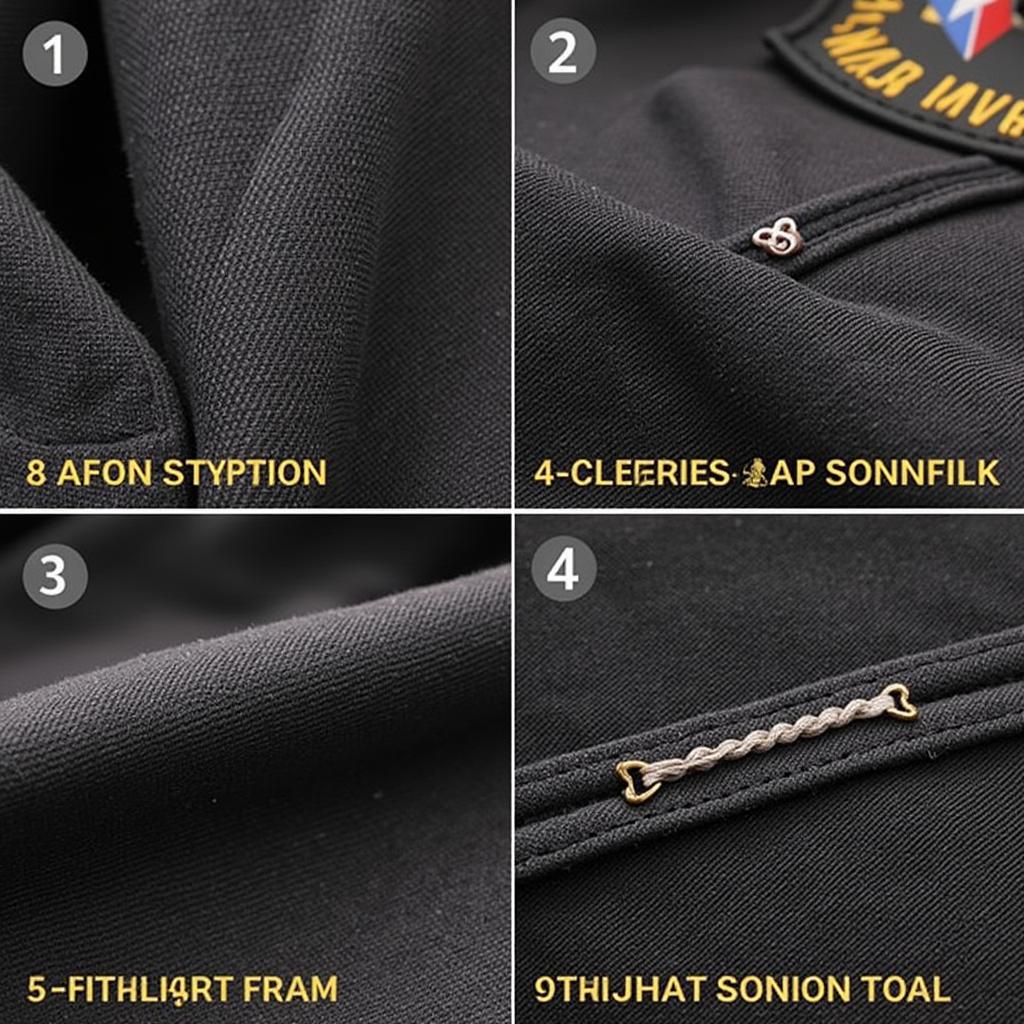 Close-up view of a Soldier 76 jacket showing stitching, patches, and material texture