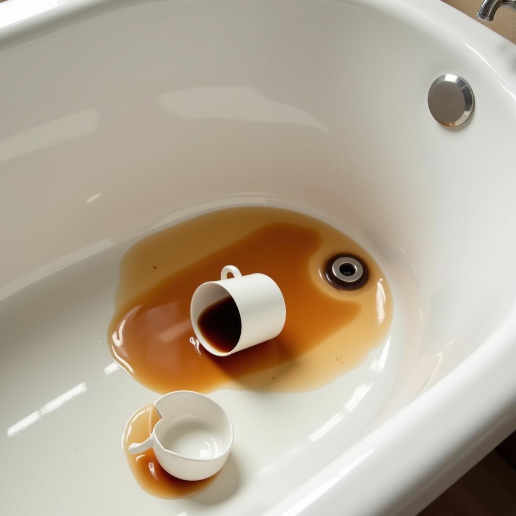 Spilled Coffee Disaster in Bathtub