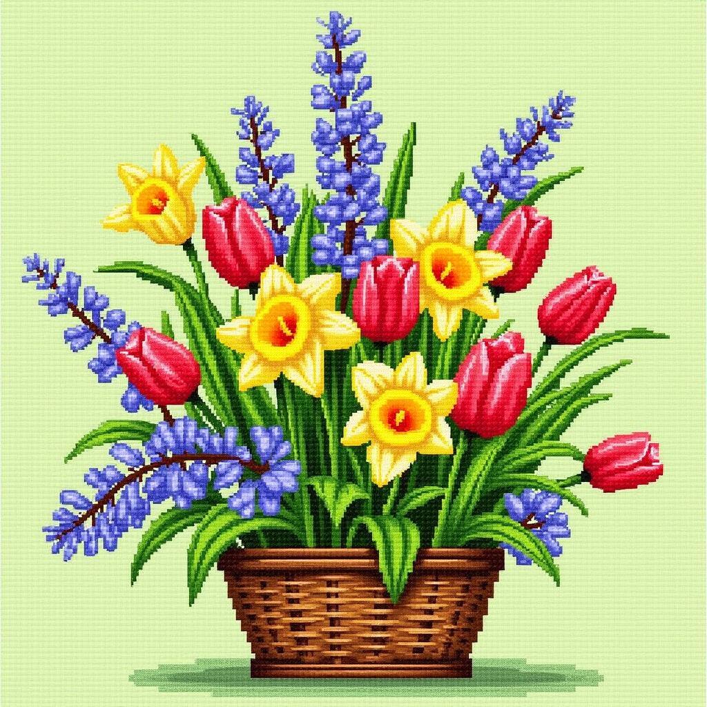 Vibrant Spring Cross Stitch Floral Pattern