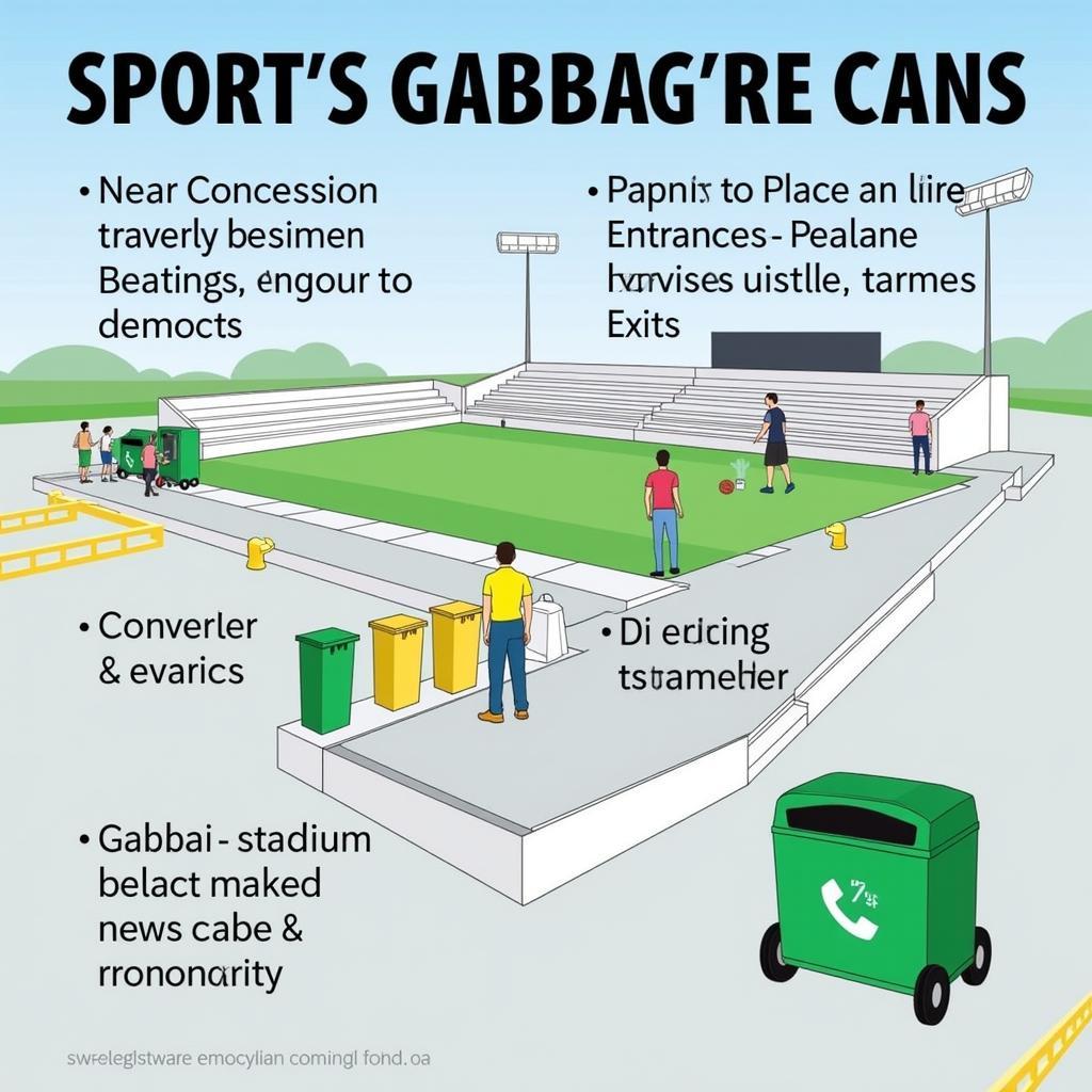 Strategically Placed Sports Garbage Cans at a Stadium