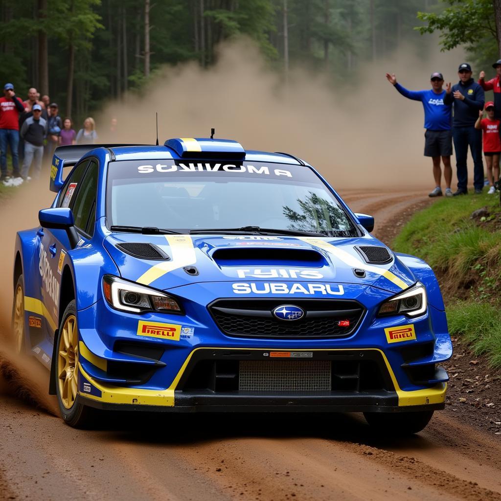 Subaru WRC Car Displaying the Iconic Logo