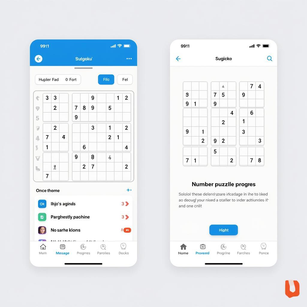 Mobile App Interface for Sudoku Squiggly Online