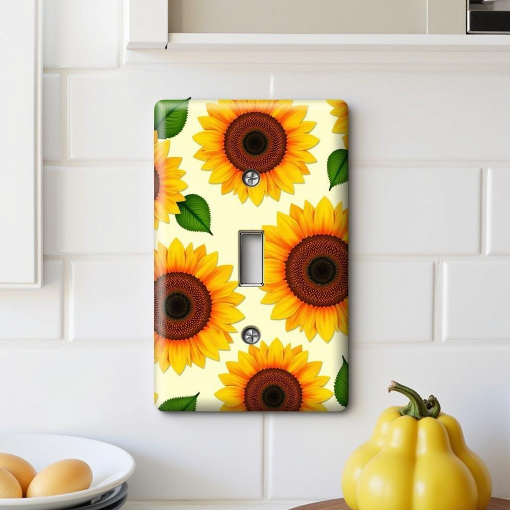 Sunflower Light Switch Cover in Kitchen Setting