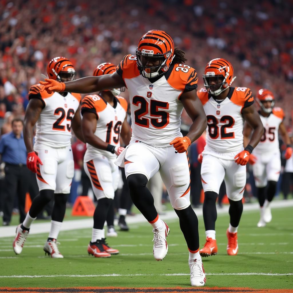 Tee Higgins celebrating a touchdown with teammates