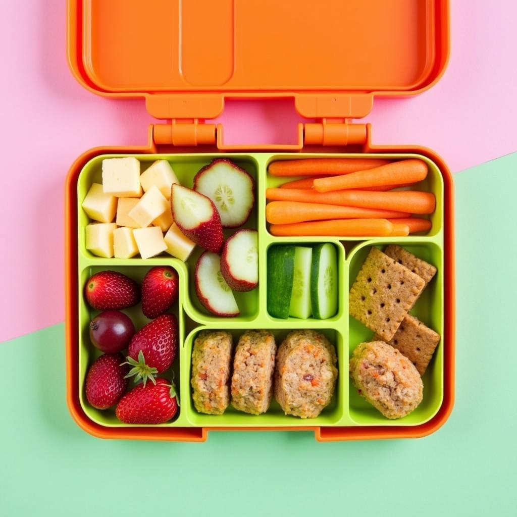 Healthy and appealing toddler lunchbox ideas featuring a variety of colorful fruits, vegetables, and protein sources.