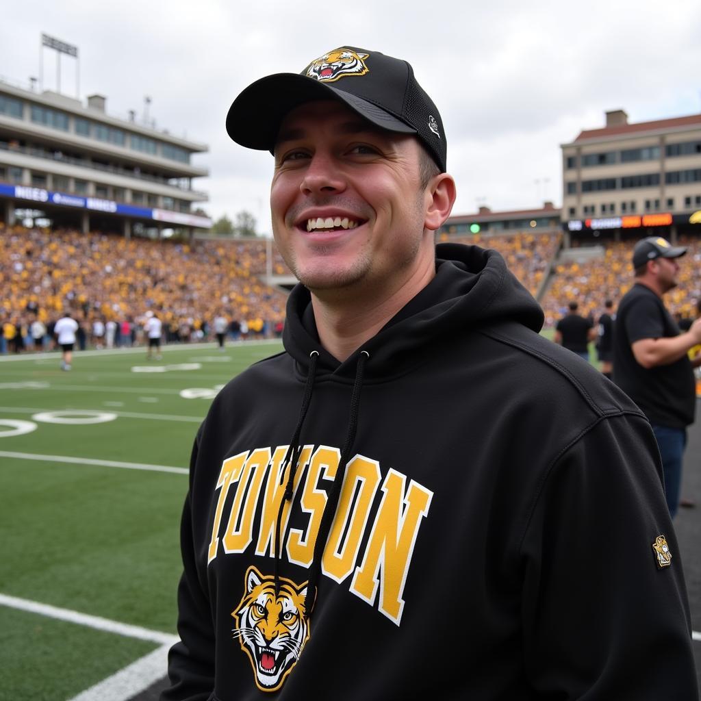 Towson Tigers Fan Wearing Apparel at a Game