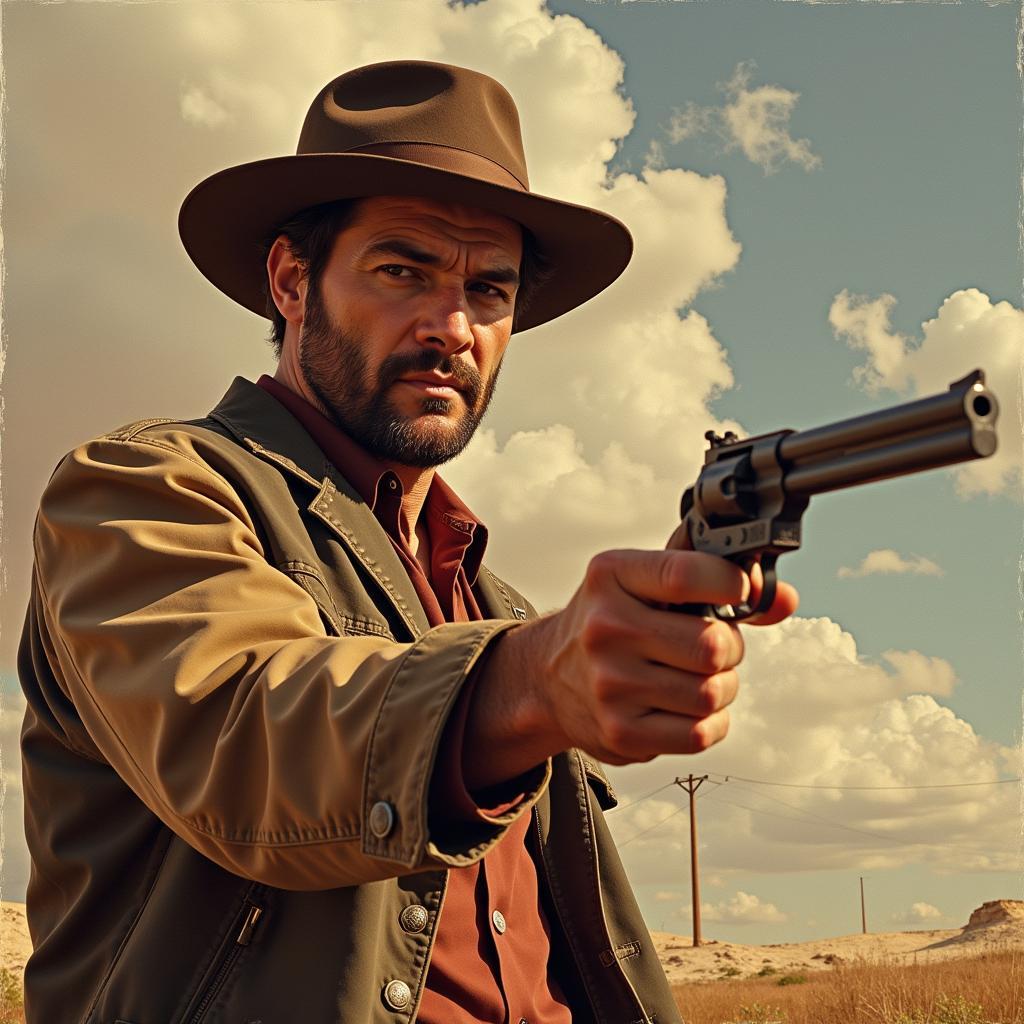 Tuco with his shotgun in The Good, the Bad, and the Ugly