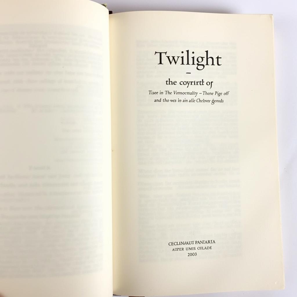 Twilight First Edition Copyright Page Details