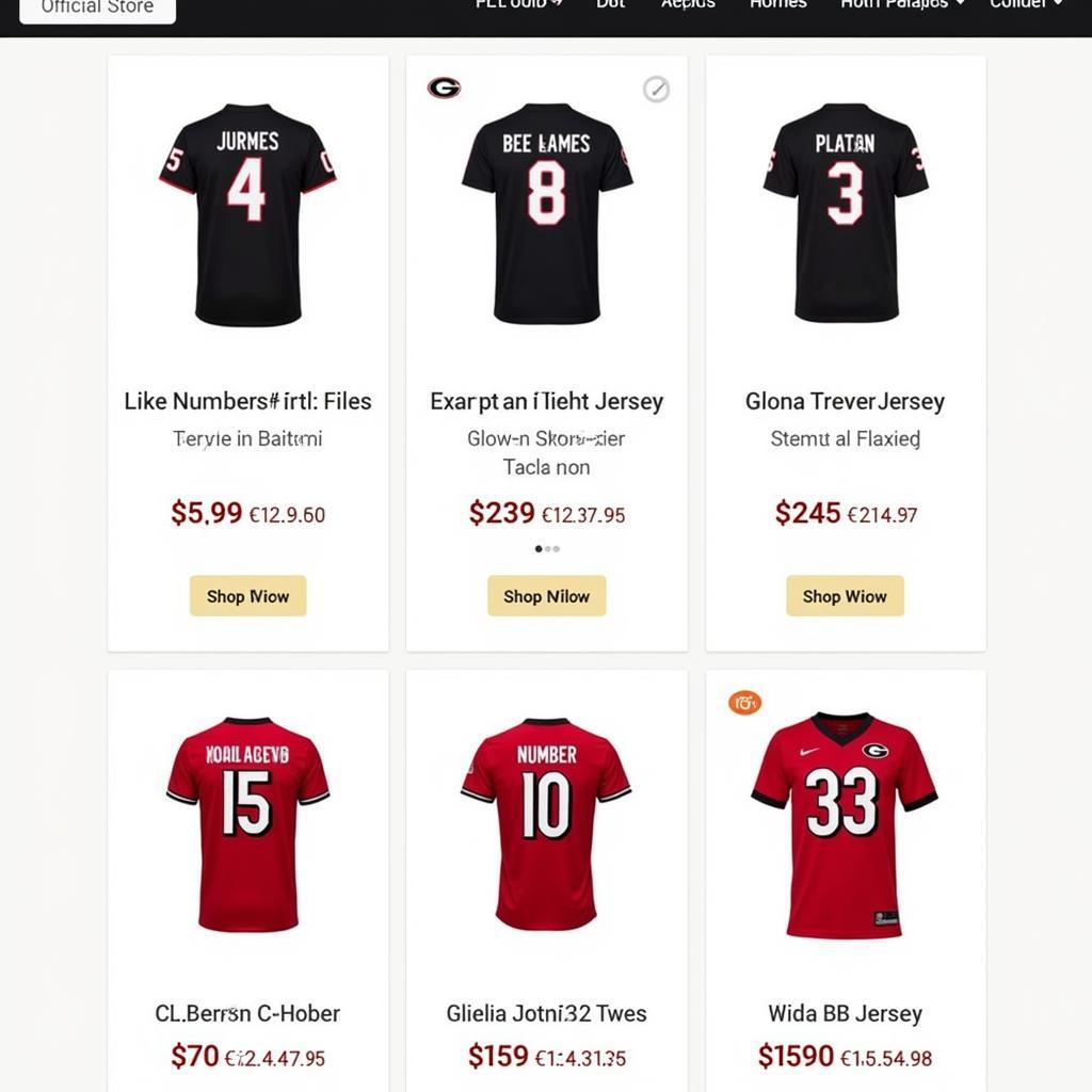 Screenshot of an official online store selling UGA authentic jerseys.