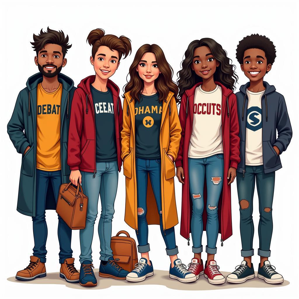 Students wearing university club clothing