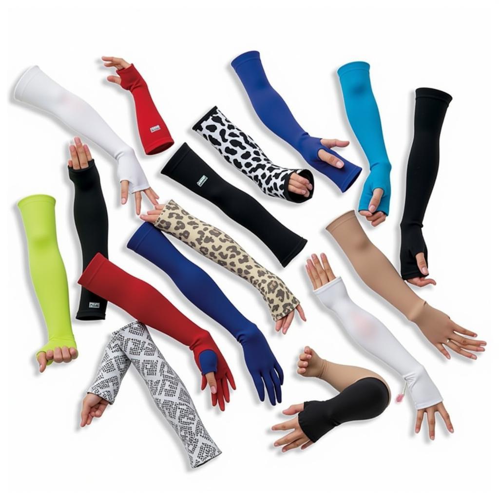 A variety of thumbhole sleeve designs and colors suitable for different sports and activities