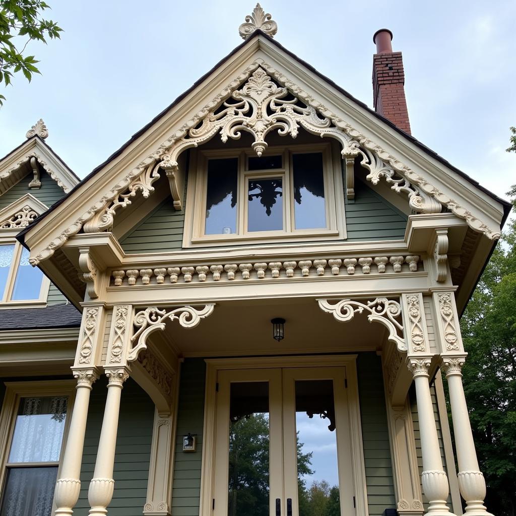 Victorian Gable Decoration with Ornate Gingerbread Trim