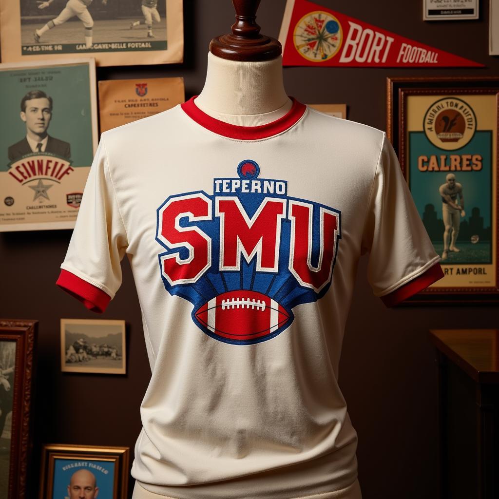 Vintage SMU Mustangs Football Shirt Design