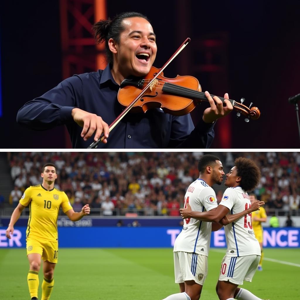 Violin Performance and Lamine Yamal Celebrating a Goal