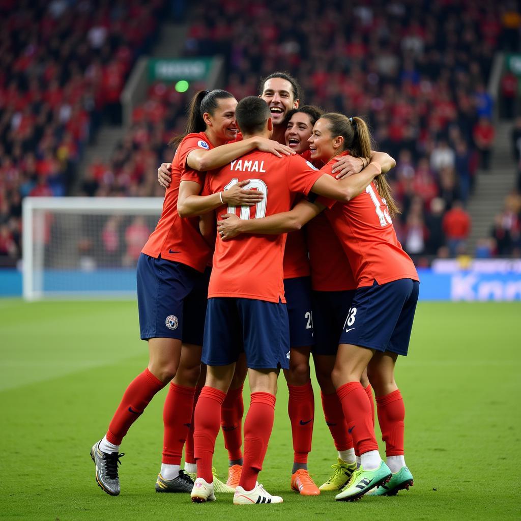 Yamal Celebrating a Goal with his 21 Team