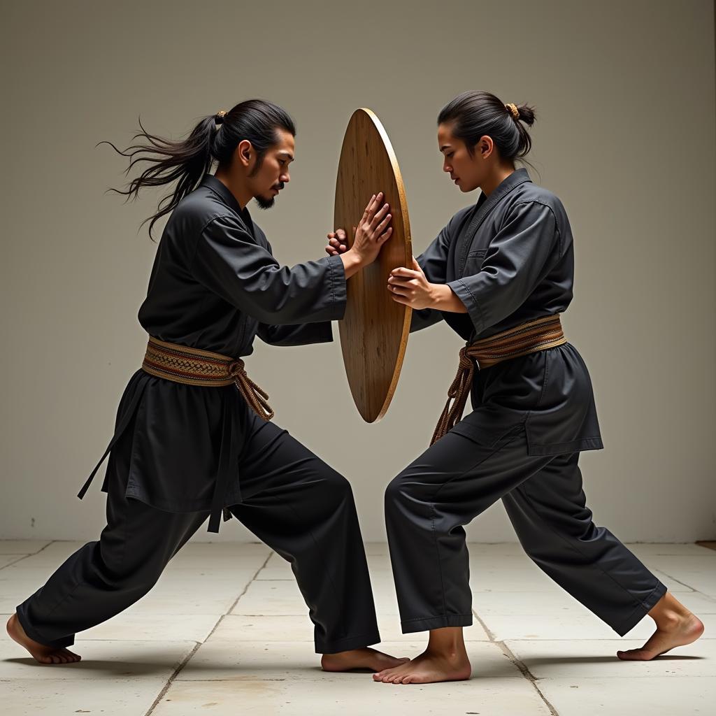 Yamal demonstrating his blocking shield technique