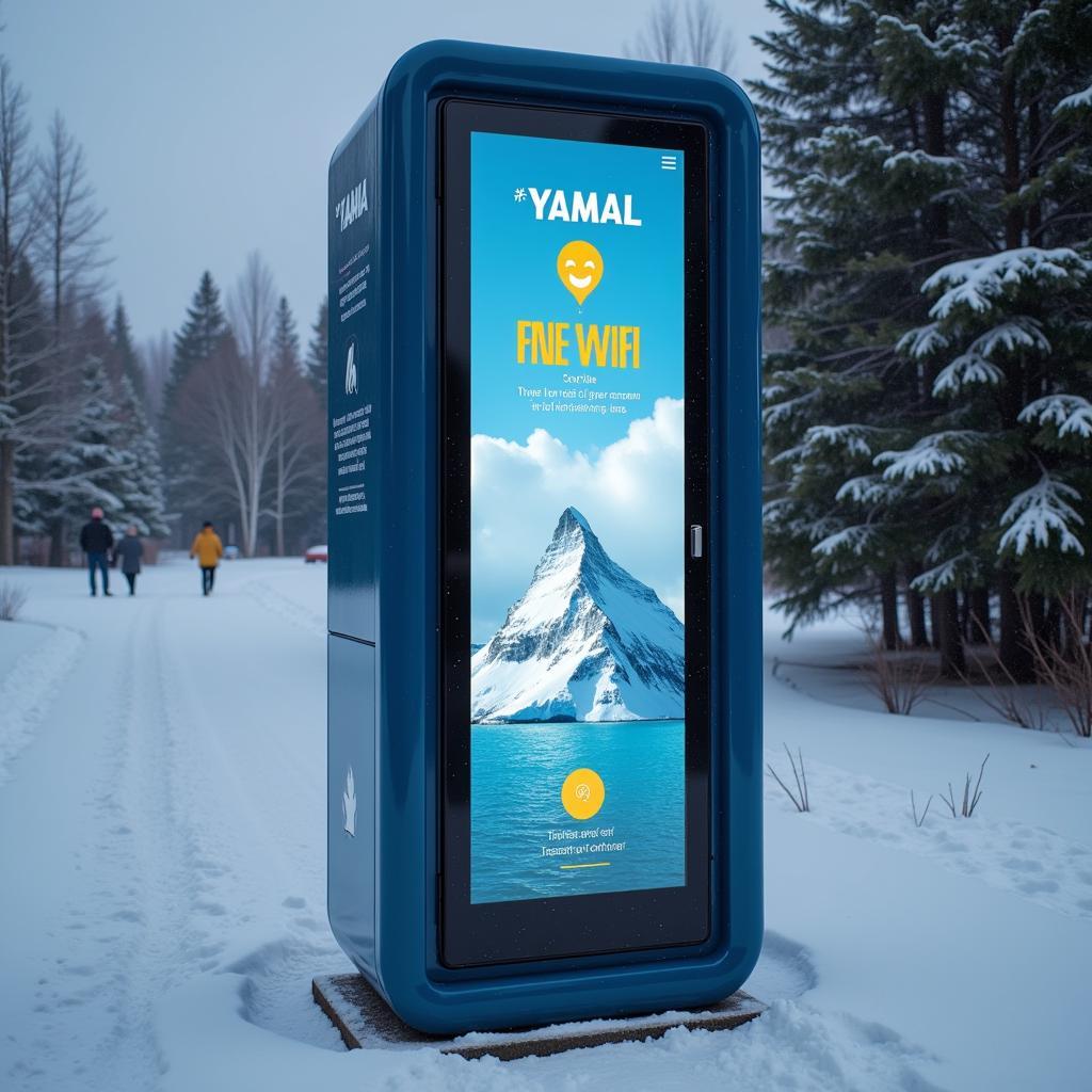 Yamal-branded free wifi kiosk at a public transportation hub.