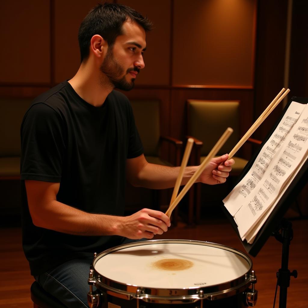 Yamal Practicing with his Bronze Snare Drum