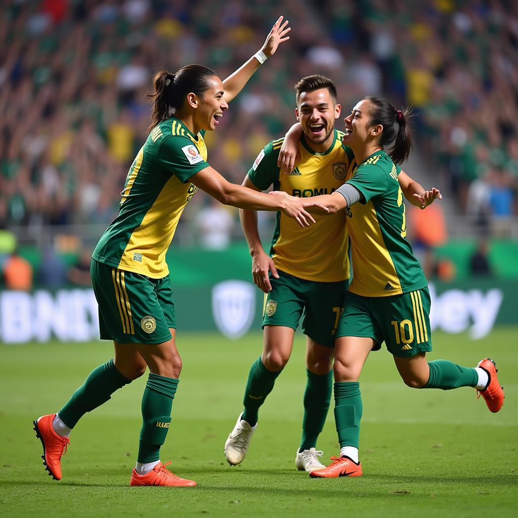 Yamal celebrating a goal with his teammates