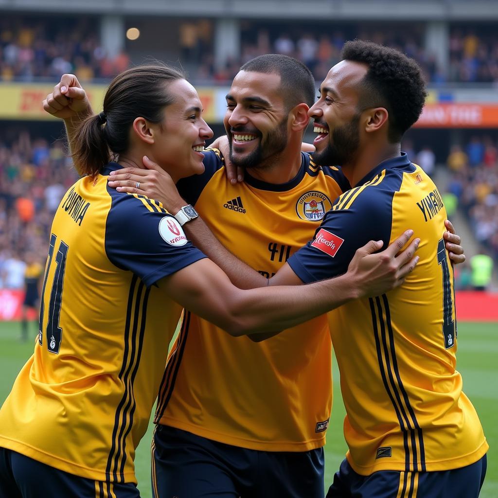 Yamal Celebrating a Goal with Teammates