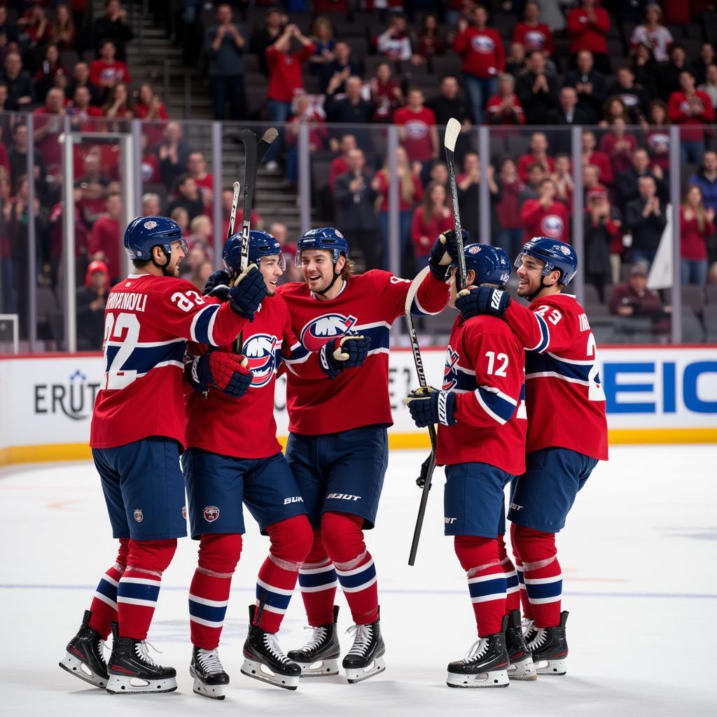 Yamal celebrates a goal with his teammates, showcasing the joy and camaraderie of the team's success.