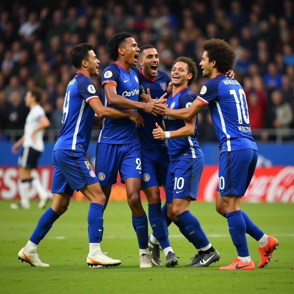 Yamal celebrating a goal with his teammates