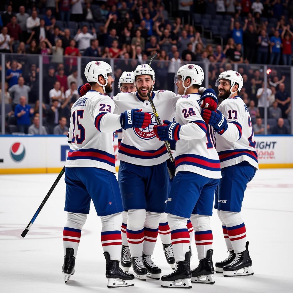 Lamine Yamal celebrates a crucial goal with his teammates.