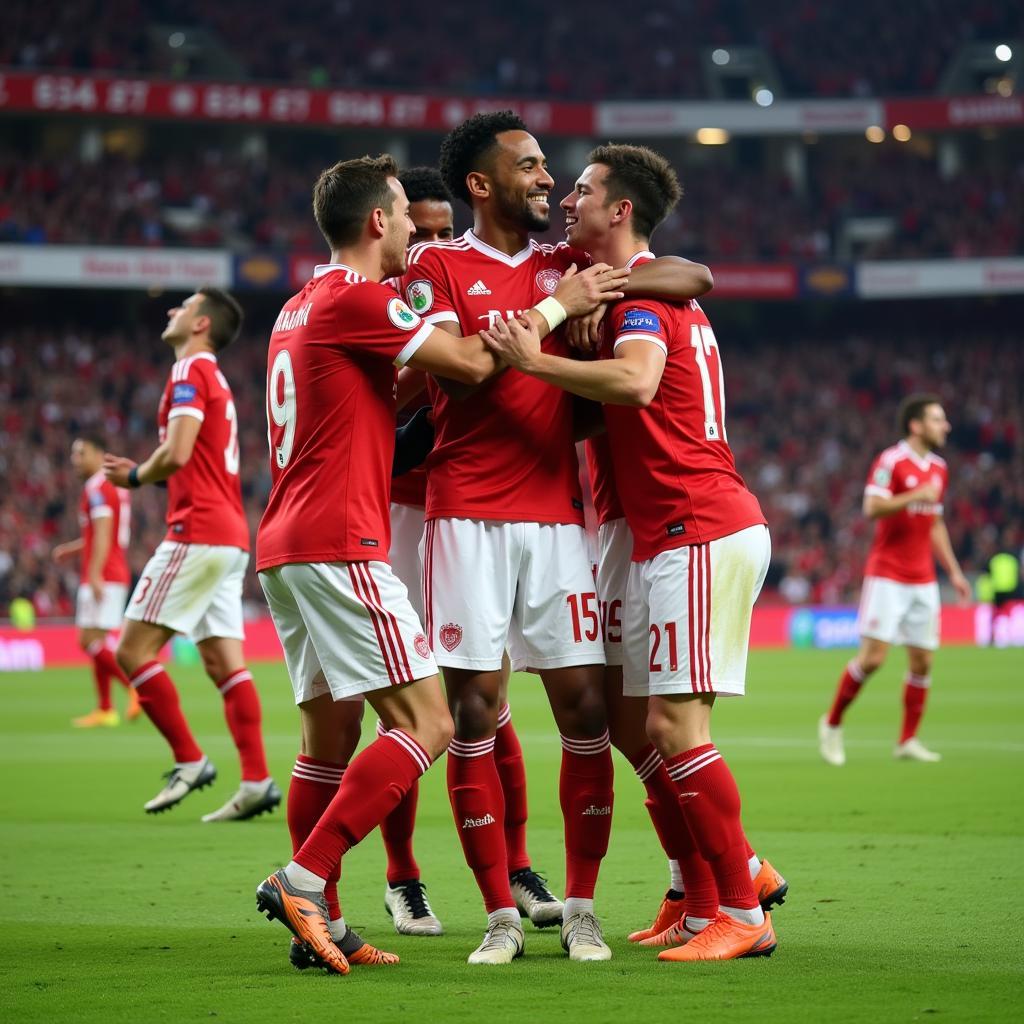 Yamal Celebrates a Goal with Teammates