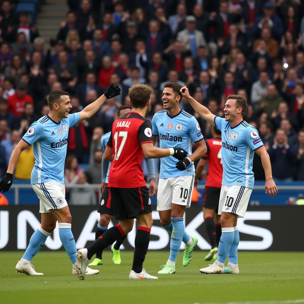 Yamal celebrating a goal with his teammates