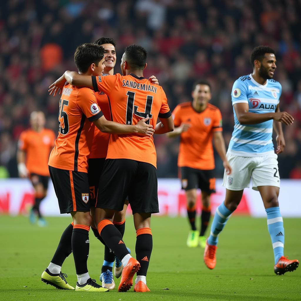 Yamal Celebrating a Goal with Teammates