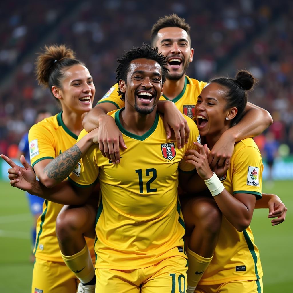 Yamal Celebrating a Goal with Teammates