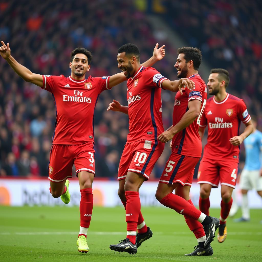 Yamal celebrating a goal with his teammates