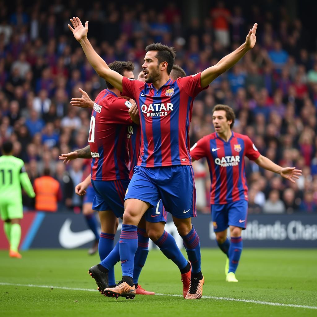 Yamal celebrating a goal with teammates