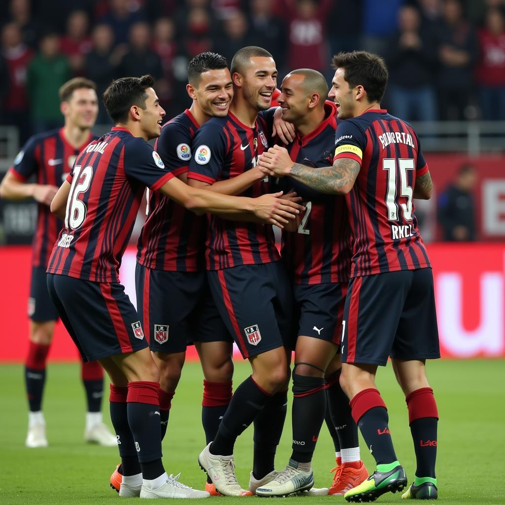 Yamal celebrating a spectacular goal with his teammates