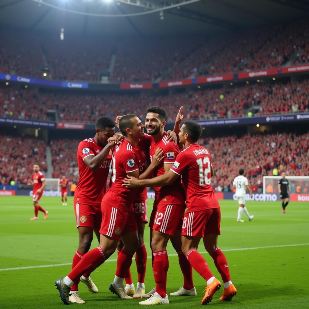 Yamal celebrating a goal with his teammates