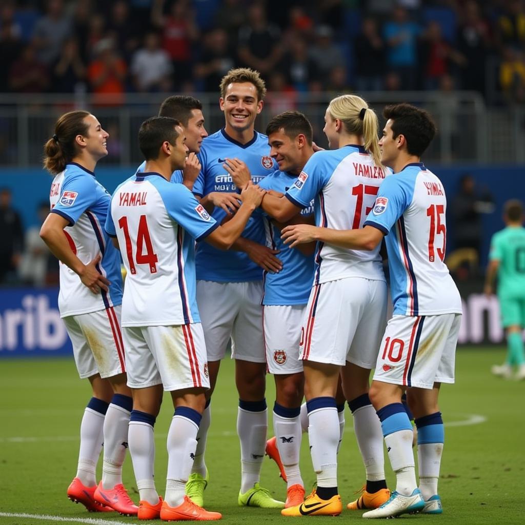 Yamal Celebrating a Goal with Teammates