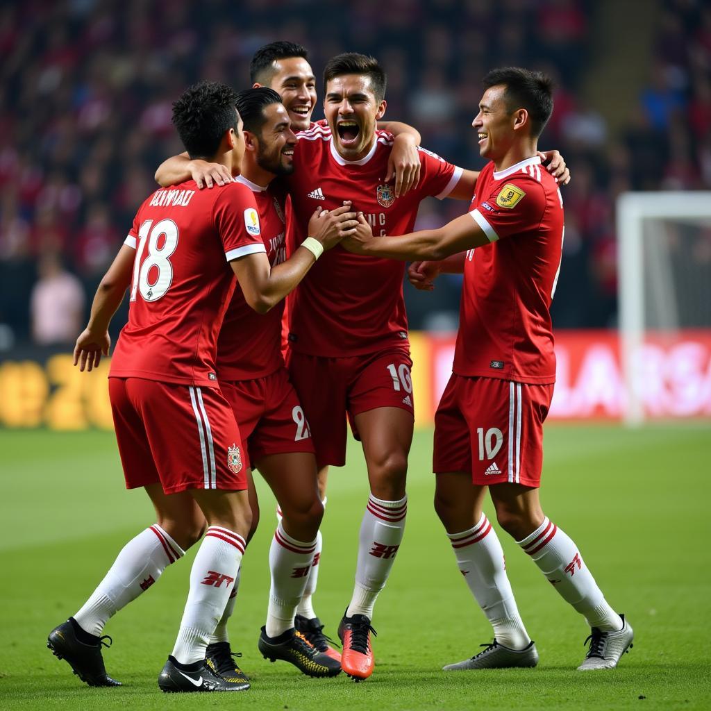 Yamal Celebrating a Goal with Teammates