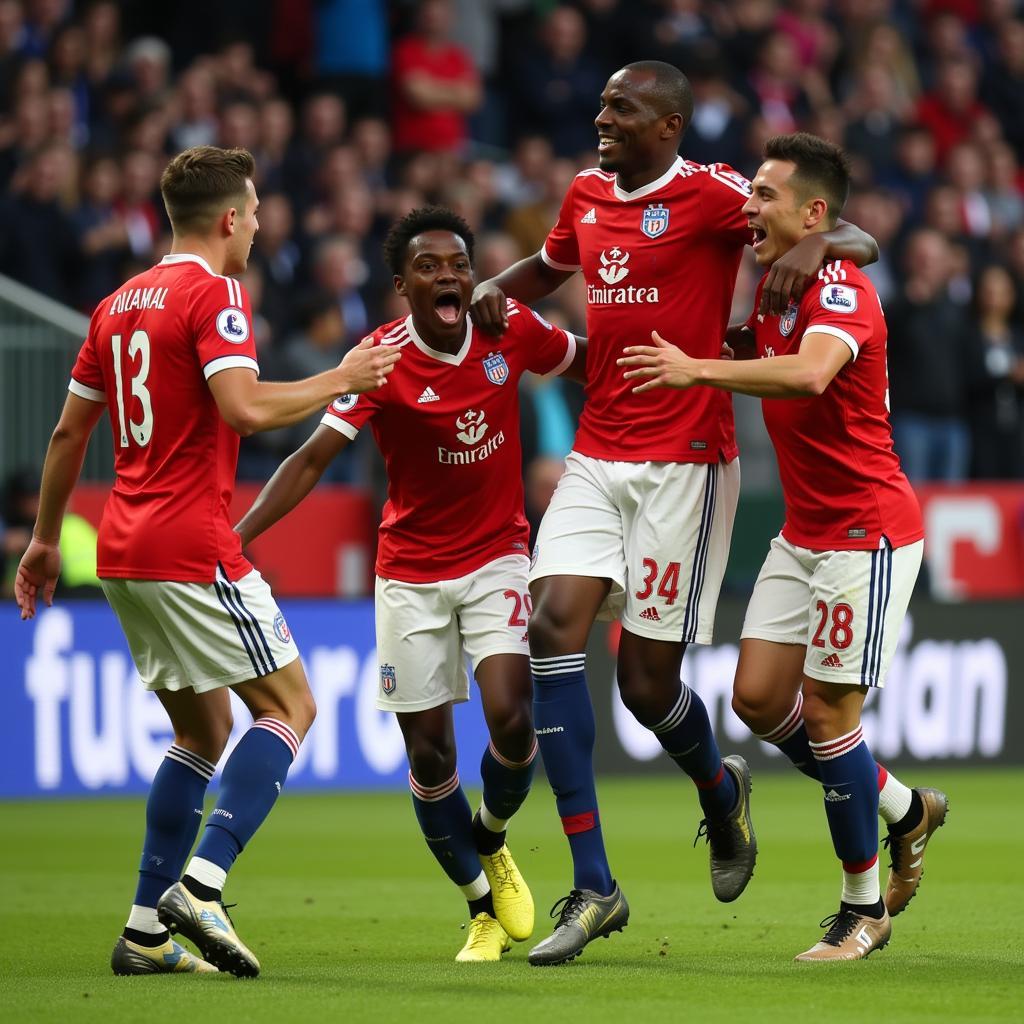 Yamal Celebrating a Goal with Teammates