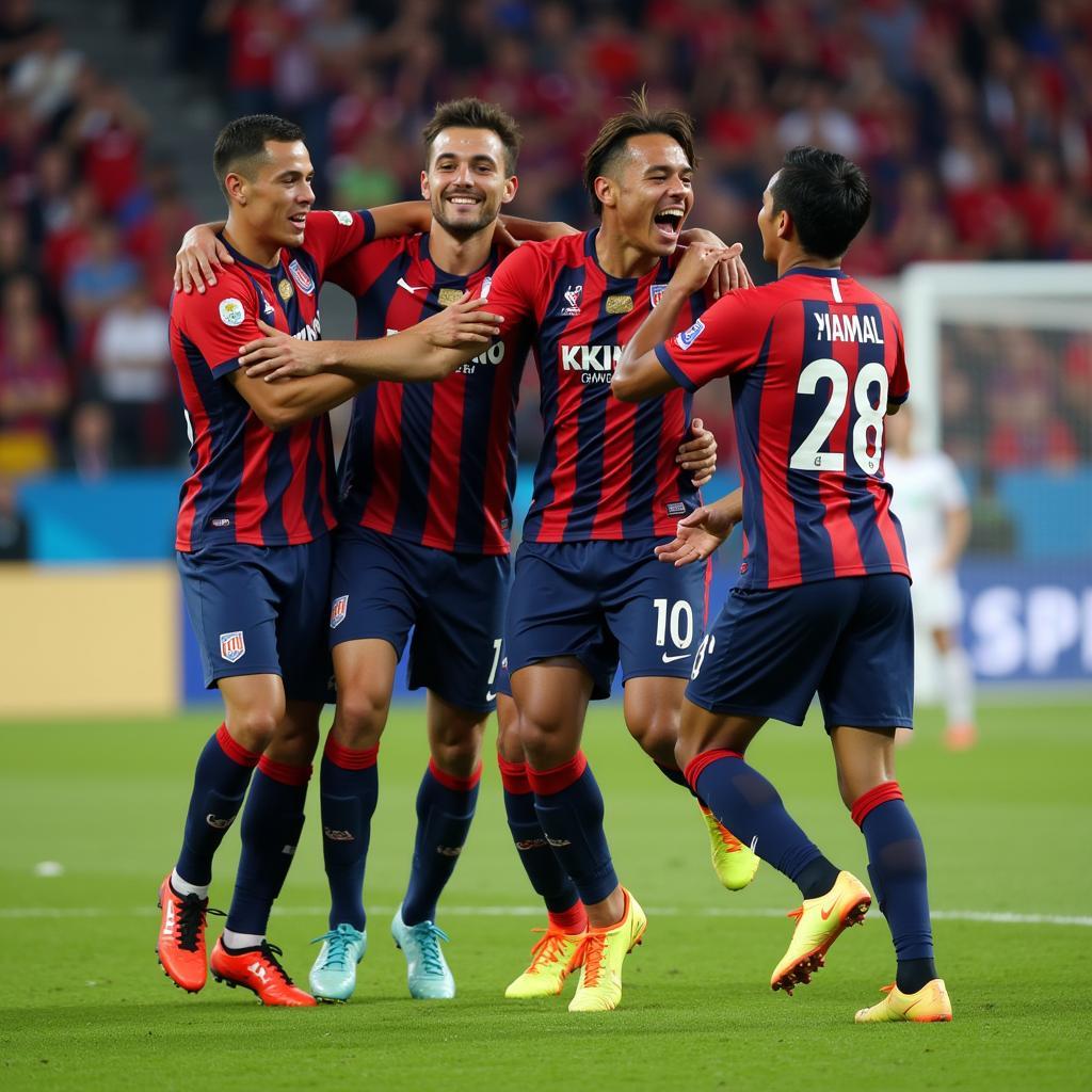 Yamal Celebrating Goal with Teammates