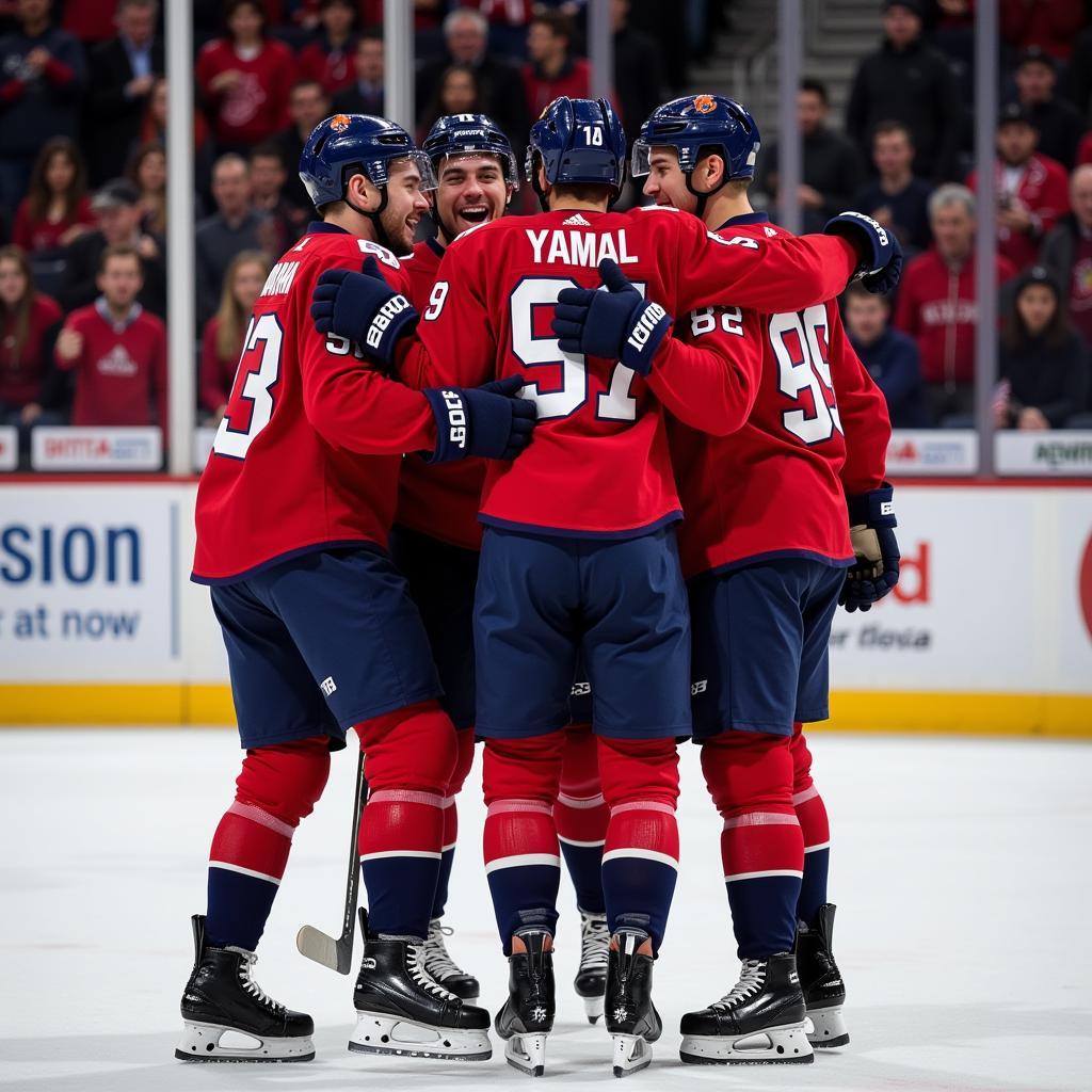 Yamal Celebrating a Goal with Teammates