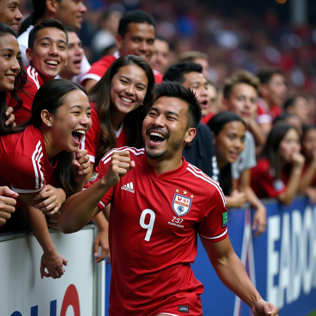 Yamal celebrates a goal with his fans