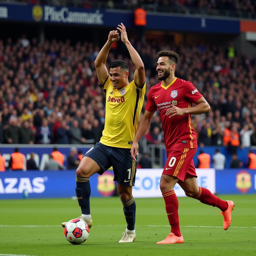 Yamal Celebrating Goal with Fans