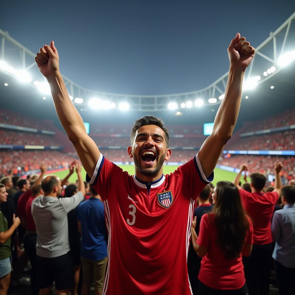 Yamal celebrates a goal with cheering fans