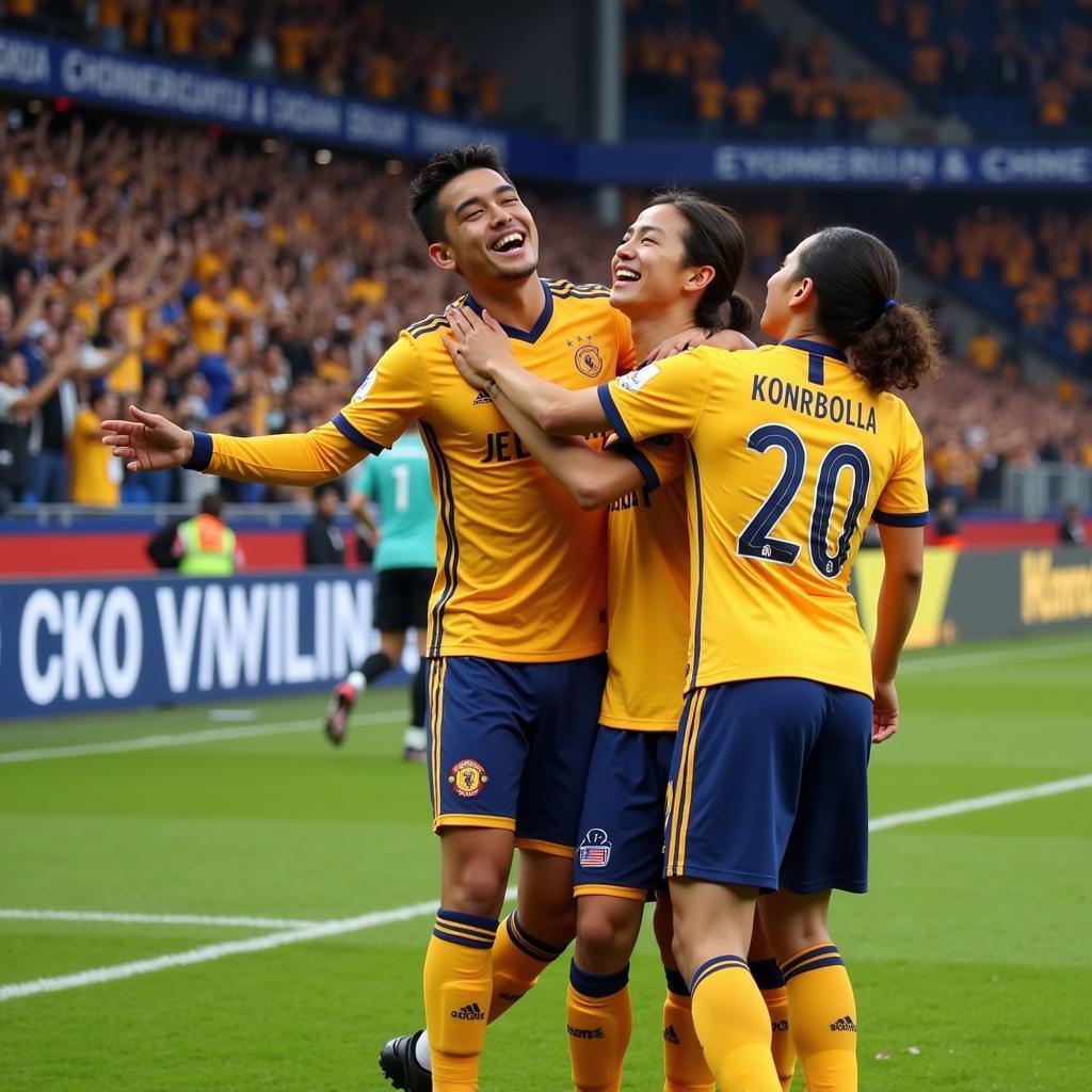 Yamal Celebrates a Goal with his Teammates