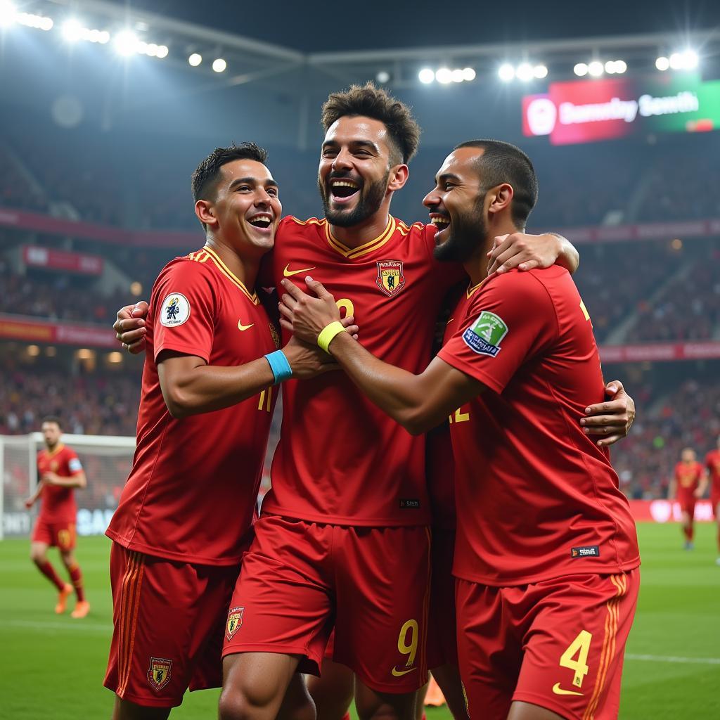 Yamal Celebrating a Goal with his Teammates