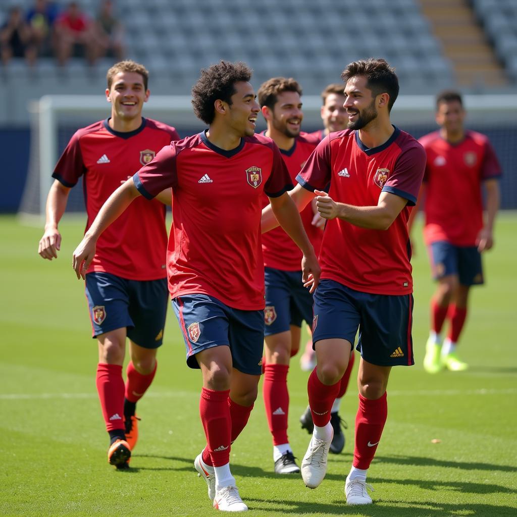 Yamal Celebrating a Goal With Teammates