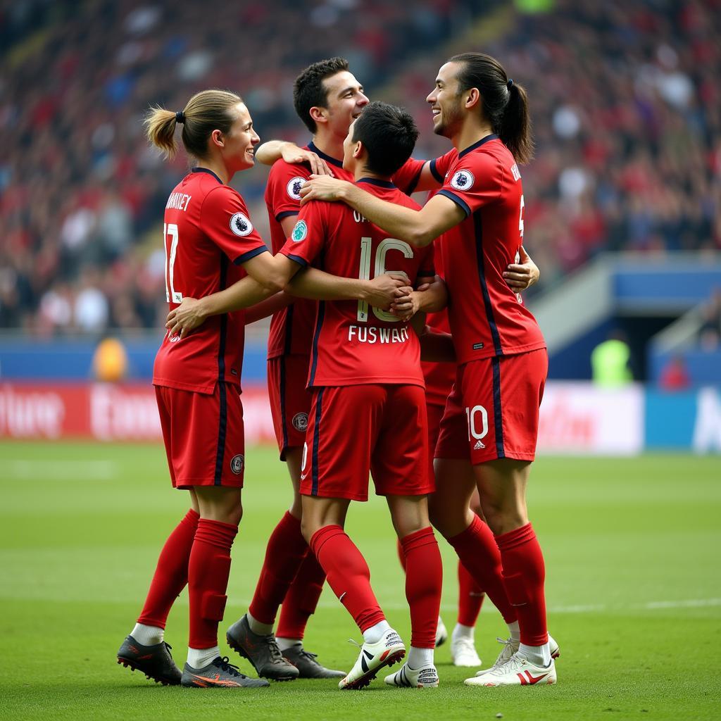 Yamal celebrating a goal with his teammates