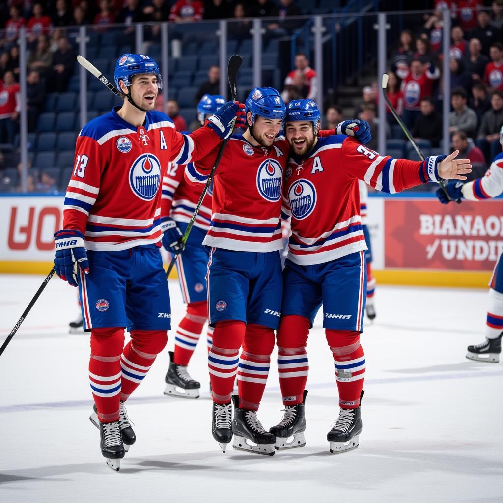 Yamal celebrates a crucial goal with his teammates, showcasing team unity and the joy of victory.